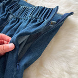 French Age-Down Suit Women's Summer Ripe Wind Folds Back-Clip-Free Denim Blouse + High Waist Half