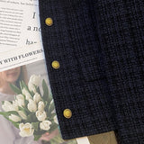 Tibetan Blue Small Scented Coat Autumn 2025 New French Style Temperament Design Sense Retro Short Top