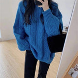 Loose Lazy Blue Sweater Women's Autumn And Winter 2025 New Explosion Thick Cloth With Knitted Bottom Shirt
