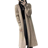 Mid- And Winter 2025 New Long Cashmeet Cardigan Women's Long Hooded Knitted Coat Over The Knee Wool Coat