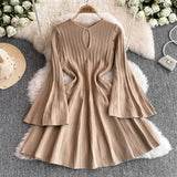 Hepburn High-End Knitted Dress Women Autumn And Winter Royal Sister Temperament Dating Short Skirt French Waist Sweater Skirt