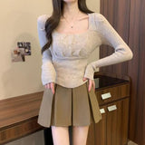 100-Fold Skirt Short Skirt Woman 2025 New High-Rise Students With Half-Dress Small A-Character Skirt College Style Half Skirt