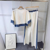 2025 Summer Loose Short-Sleeved Blouse Wide Leg Trousers Two-Set Sports And Leisure Suit Women