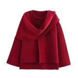 Ins New Women's Dress With Asymmetrical Scarf Short Knitted Coat