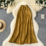 High-Grade Sensed With The Frontal Half-Dress Woman 2025 New Light Luxury High-Rise Thin A-Word Bag With A Long Skirt With A Long Tail