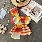 Summer Design With Chic Kinescastic Striped One-Shoulder Sling Vest For Women Wearing A Short Coat Of Body