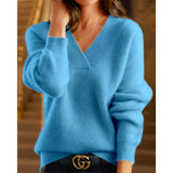 No Bump Shirt ~ 2025 Autumn And Winter Single Row Buckle Cashmere Cardigan Women Solid Color Cashmere Low Round Collar Thin Knitted Outside
