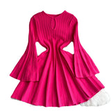 Hepburn High-End Knitted Dress Women Autumn And Winter Royal Sister Temperament Dating Short Skirt French Waist Sweater Skirt