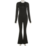 2025 Autumn Fashion Trend Women's New Long-Sleeved Back Repair Straight Legs Casual Jumpsuit