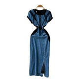 Women's Dress Dress 2025 Spring Design Sense Niche Tied With Long-Sleeved Lotle Leaves Side Irregular Loose Long Dress