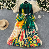 High-Grade Collar Nail Bead Lantern Sleeve Pearl Belt To Collect Long-Term Printed Pressure Skirt