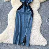 Women's Dress Dress 2025 Spring Design Sense Niche Tied With Long-Sleeved Lotle Leaves Side Irregular Loose Long Dress