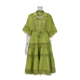 French Court Style Lace Lace Hollow Hook Short Blouse High-Waisted Lace Spliced Skirt Suit