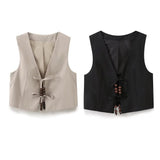 Spring 2025 New Women's Fashion Beaded Bow Vest + Pants Fashion Women's Set
