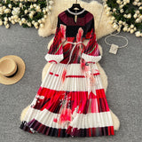 High-Grade Collar Nail Bead Lantern Sleeve Pearl Belt To Collect Long-Term Printed Pressure Skirt
