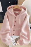Autumn 2025 New Women's Knitted Open Shirt Warm Casual Languile Languiled Hooded Sweater Jacket