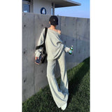 Autumn New Fashion Black Long-Sleeved T-Shirt Blouse Simple Sister Temperament Trousers Two Sets