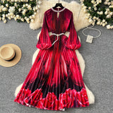 High-Grade Collar Nail Bead Lantern Sleeve Pearl Belt To Collect Long-Term Printed Pressure Skirt