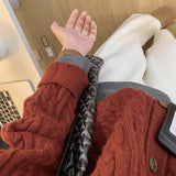 Vintage Temperament Red Mahjong Short Knitted Cardigan Women's Autumn And Winter New Niche Design High-End Sweater Jacket