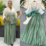 Folded Suit Female Strap To Waist Gradient Color Pressure Folding Shirt High Waist 100 Folded Skirt Two Sets