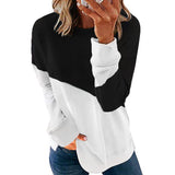 2025 Autumn New Long-Sleeved Round Neck Bump Color Loose Shirt T-Shirt Top Woman