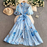 French Age-Down Suit Women's Summer Ripe Wind Folds Back-Clip-Free Denim Blouse + High Waist Half