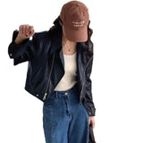 Spring And Autumn 2025 This Year's Popular Short Leather Coat Clip Locomotive Jacket Design PU Leather Jacket Woman
