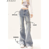 Butterfly Micro-Tight Jeans Women Autumn New Retro Hottie Slimming High-Sight Belt Splicing Pants Tide
