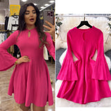 Hepburn High-End Knitted Dress Women Autumn And Winter Royal Sister Temperament Dating Short Skirt French Waist Sweater Skirt