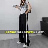 2025 New Broad Legants Women's Summer Thin High Waisting Sensing Skinny Casual Striped Sports Loose Straight Pants