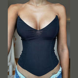 2025 Autumn Fashion Trend Women's New Word Shoulder Repair Body Bare Back Solid Color Bhise Small Vest