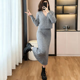 High-Grade Gray West Assembly V-Neck Double Buckle Vest Sleeveless Waist Blouse + High Waist-High-Scretch Broad-Legged Trousers Two
