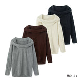 Ins Vintage Lazy Wind Word Collared Knitted Shirt 2025 Autumn New French Babes Loose Collar Sweater