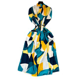 Light Luxury Retro V-Neck Print Dress Women's Summer French Tamped Loose Thin Long Shirt Skirt