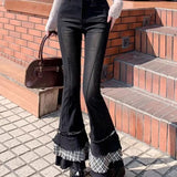 Fat Mm Ocean Color Ripped Jeans Women's Large Size Summer New High-Rise Loose Thin Straight Leg Pants