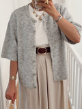 2025 Women's Casual Pure Color Short-Sleeved Knitted Cardigan