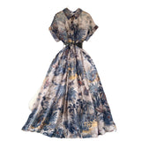 Court Style French Style Elegant Print Dress Women's New Summer Skinny And Gentle Style Dress