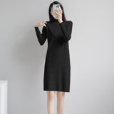 Autumn And Winter With Coat Sweater Dress Women Loose Fashion With Medium And Long Bottoming Over The Knee Knit Dress