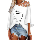 New Autumn Fashion Splicing Loose Leisure Blouse Lady Print T-Shirt