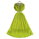 Light Luxury Famous Heavy Industry Nail Ball Collar Dress Women Summer Waist Thin 100 Fold Elegant Dress Dress Dress