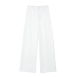 Autumn New Women's Folding Decoration High-Waist Wide Leg Pants Leak Back Hanging Neck Vest