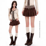 2025 100-Fold Skirt Women's New Dress With White Half-Dress Korean Version Of The College Style Skirt A Skirt