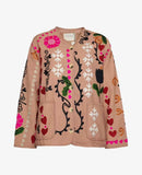 Women's Clothing 2025 New Pink Casual Wind Flowers Long-Sleeved Blouse Single-D Row V-Neck Jacket Woman