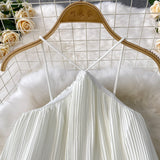 Seaside Holiday Wind Sexy Bare Back Hanging Neck Sling Dress Women's Summer Loose Thin Pony Cake Skirt