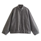 2025 Autumn And Winter New Women's Casual Multi-Color Loose Wool Jacket Dark Buckle Collar Jacket