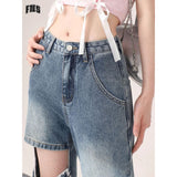 Fat Mm Large Street Hottie Bow Trumpet Micro-Tight Jeans Girl Retro Hollow Horn Long Pants