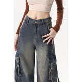 Workwear Jeans Women 2025 New High Street Design High-Rise Loose Straight Leisure Broad Legs Long Pants