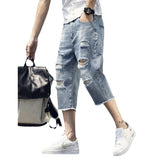 Denim Shorts Men's Summer Thin Loose Hole Trend 2025 New Casual Trend Pants