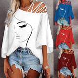 New Autumn Fashion Splicing Loose Leisure Blouse Lady Print T-Shirt