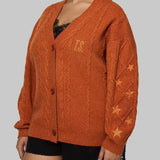 Mold Same Taylor Orange Cardigan Embroidered Stars Loose Languid Temperament Sweater